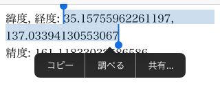 緯度と経度の値をコピー