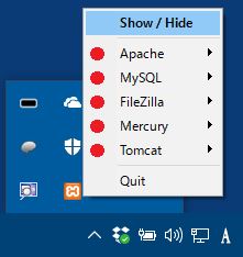 タスクバーの XAMPP Control Panel